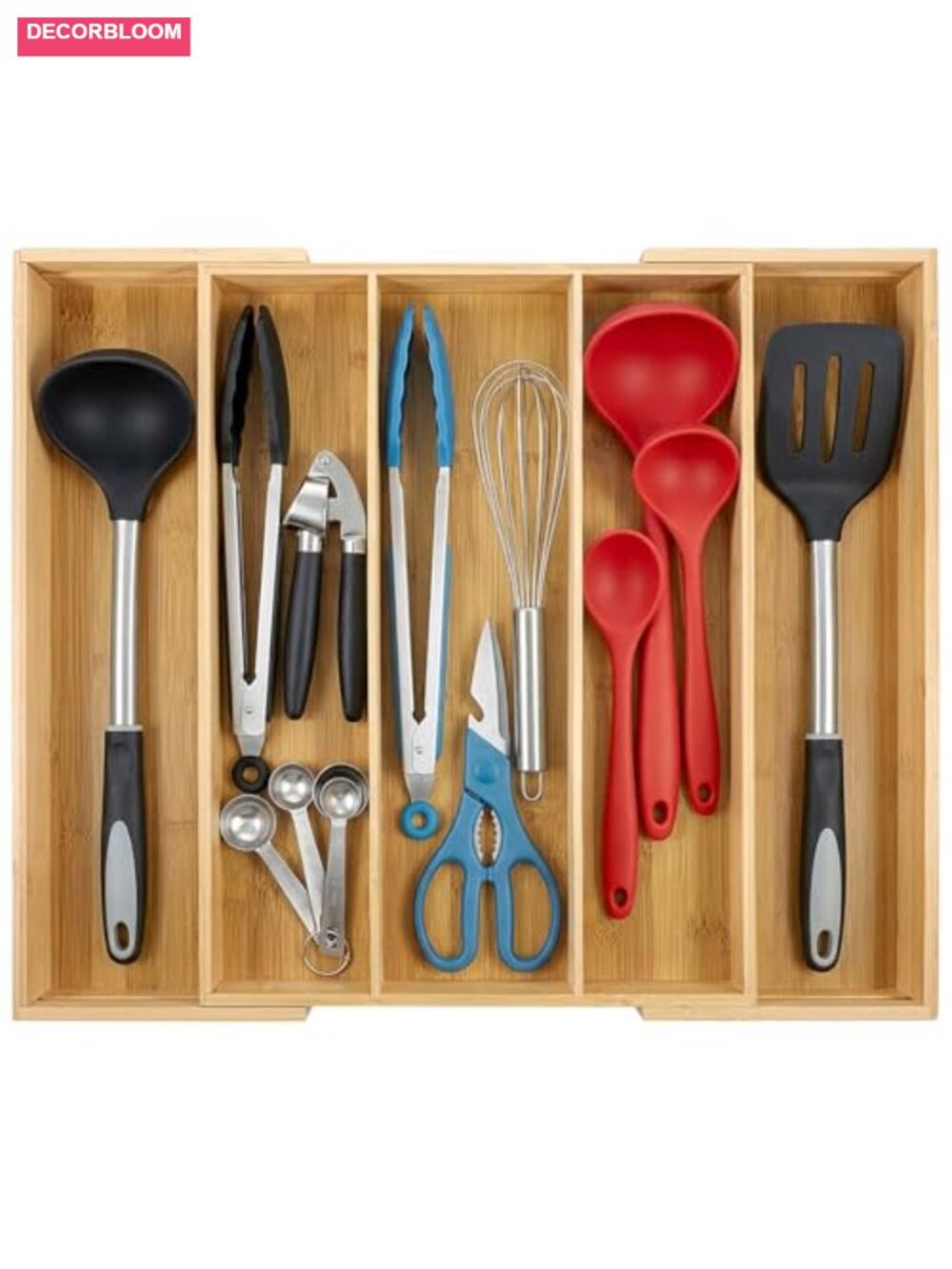 Bamboo Expandable Kitchen Drawer Organizer Flatware Utensil Tray